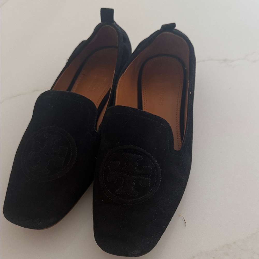 Tory Burch women’s Black Suede Slip-Ons